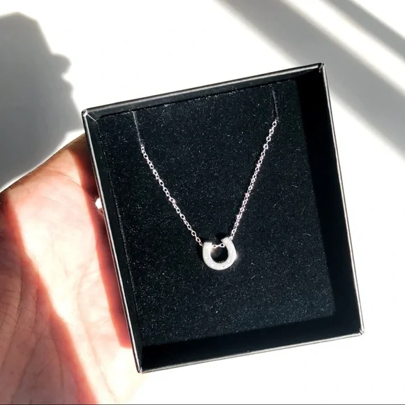 NWT 925 Sterling Silver Dainty Horseshoe Necklace - Picture 1 of 5